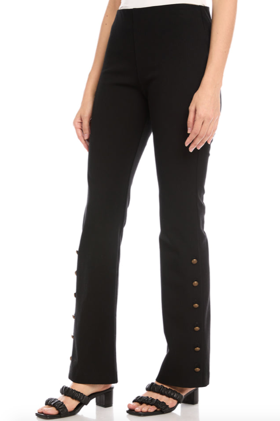 Button Up Hem Pants Black