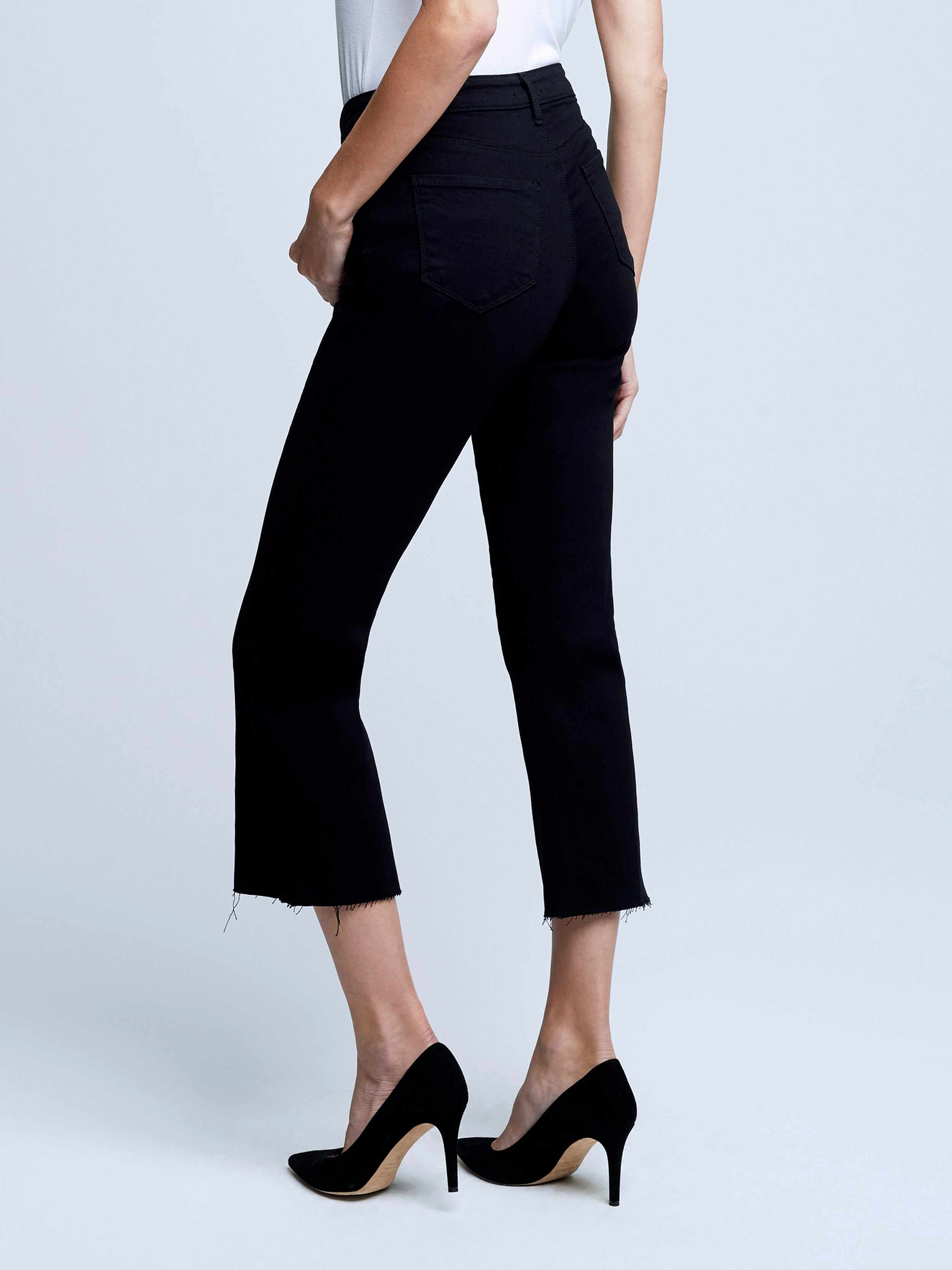 Kendra High Rise Crop Flare Black